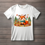 Men's white T-Shirt with Printed Fox Face