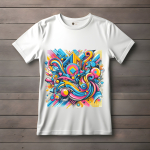 Men's white T-Shirt with Printed A Colorful Abstract Art Design