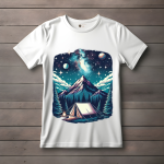 Men's white T-Shirt with Printed Campsite Design