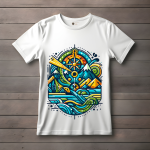 Men's white T-Shirt with Printed Mountain Design