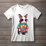 Men's white T-Shirt with Printed Bunny Design