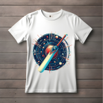 Men's white T-Shirt with Printed Cricket Kit Design