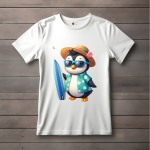 Men's white T-Shirt with Printed Penguin Face