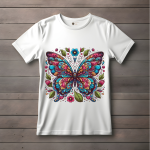 Men's white T-Shirt with Printed Butterfly Mandalas