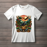 Men's white T-Shirt with Printed Jungle Nature