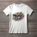 Men's white T-Shirt with Printed Sunglasses Design