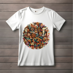 Men's white T-Shirt with Printed Ganesh Face