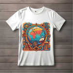 Men's white T-Shirt with Printed World History Design