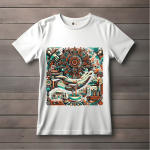 Men's white T-Shirt with Printed Colorful Abstract Design