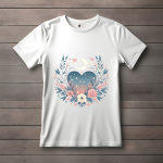 Men's white T-Shirt with Printed Heart Shape