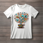 Men's white T-Shirt with Printed A cup of tea Design