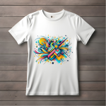 Men's white T-Shirt with Printed Colorful Abstract Designs