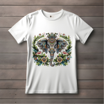 Men's white T-Shirt with Printed Elephant Face