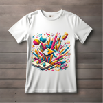 Men's white T-Shirt with Printed School Design