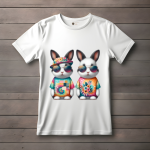 Men's Black T-Shirt with Printed Rabbit Face