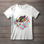 Men's Black T-Shirt with Printed A Colorful Bug Firefly Design