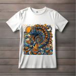 Men's white T-Shirt with Printed Aztec Cosmovision's Design