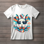 Men's white T-Shirt with Printed Rabbit Face