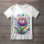 Men's white T-Shirt with Printed Flowers Design