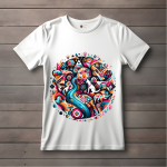 Men's white T-Shirt with Printed Abstract Design