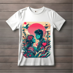 Men's white T-Shirt with Printed Couple Face