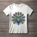 Men's white T-Shirt with Printed Peacock Face