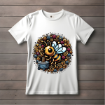 Men's white T-Shirt with Printed Honey Bee Face