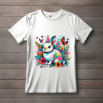 Men's white T-Shirt with Printed Rabbit