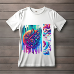 Men's white T-Shirt with Printed A Colorful Musical Design