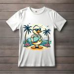 Men's white T-Shirt with Printed Duck Face