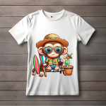 Men's white T-Shirt with Printed Monkey Face