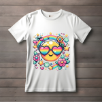 Men's white T-Shirt with Printed Happy Love Face