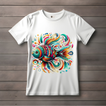 Men's white T-Shirt with Printed Dolphin fish Design