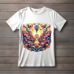 Men's white T-Shirt with Printed Banner Flyer Design