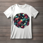 Men's white T-Shirt with Printed Caliber Space Design