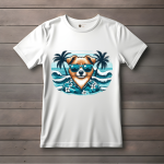 Men's white T-Shirt with Printed Cool Dog Face