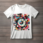 Men's white T-Shirt with Printed Alarm Clock Design