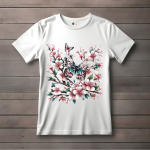 Men's white T-Shirt with Printed Butterfly With Flowers Design