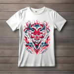 Men's white T-Shirt with Printed Minimalist Devil Face