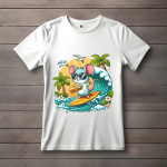 Men's white T-Shirt with Printed Cute Cartoon Mouse