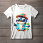 Men's white T-Shirt with Printed Penguin Face