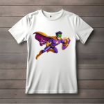 Men's white T-Shirt with Printed Superhero Face