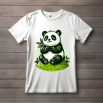 Men's white T-Shirt with Printed Panda Face