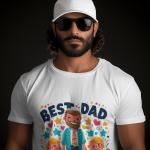 Men's white T-Shirt with Printed A Father, Son and daughter