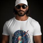 Men's white T-Shirt with Printed Cricket Kit Design