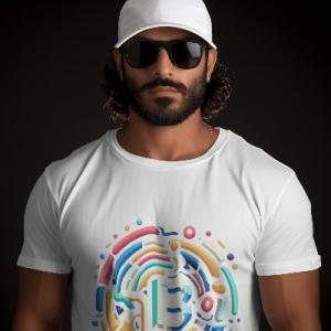 Men's white T-Shirt with Printed B Logo Design