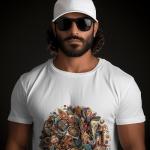 Men's white T-Shirt with Printed Ganesh Face