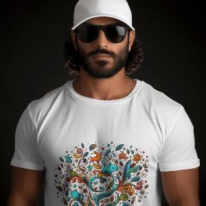 Men's white T-Shirt with Printed A cup of tea Design