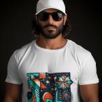 Men's white T-Shirt with Printed Happy Holidays Design