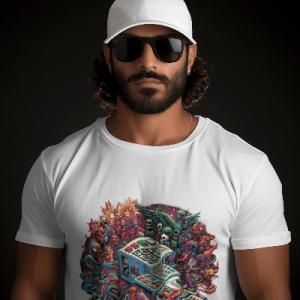 Men's white T-Shirt with Printed Phonk Master Design